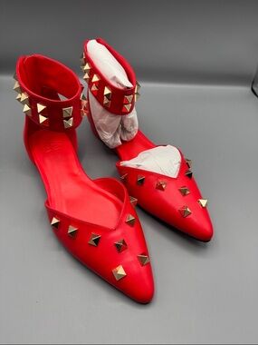AAJ By Aminah Women's Lennox Studded Ankle-Strap Flats